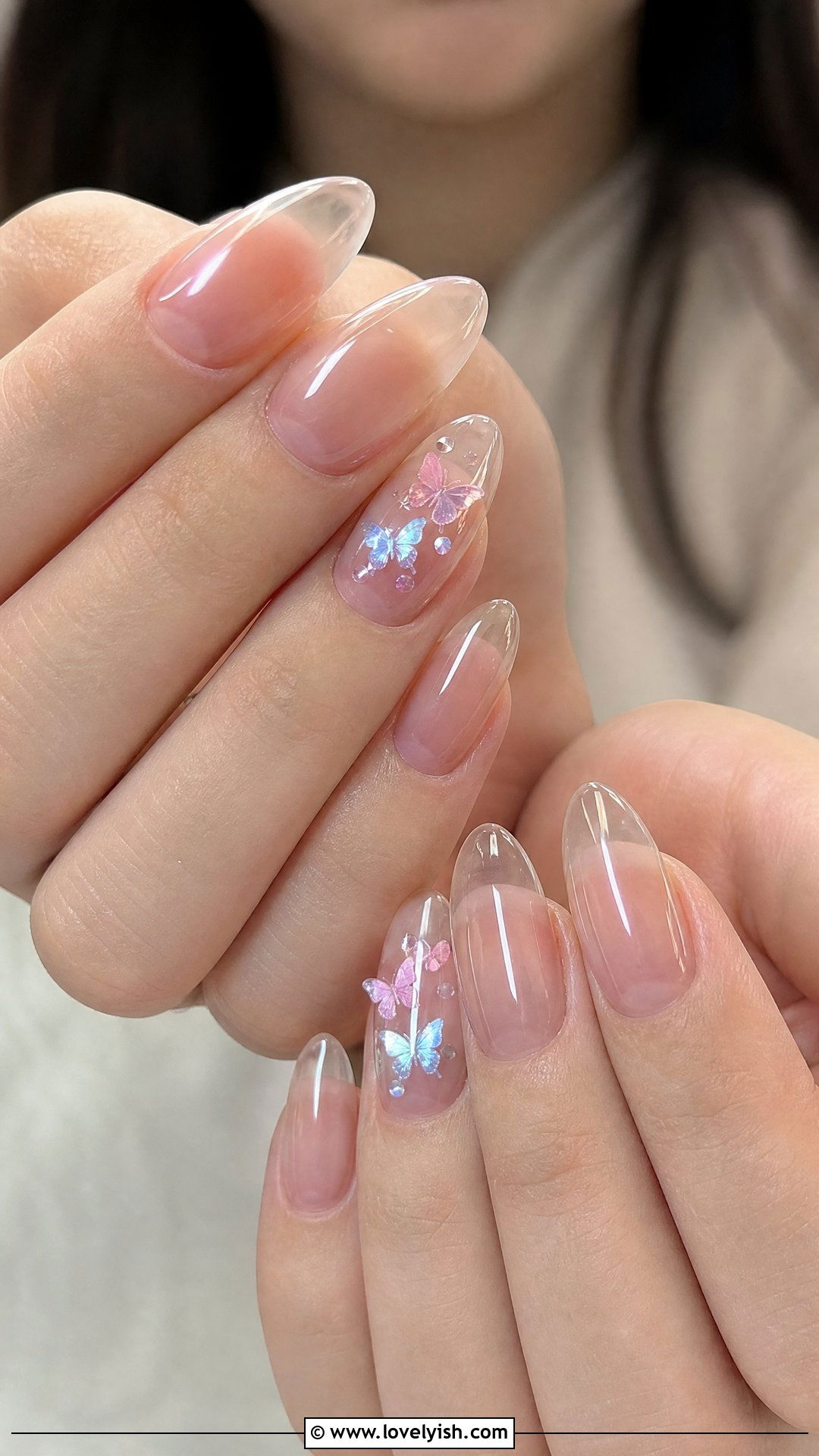 Clear Nails With Butterfly Accents - 50 clear nails - 50 clear nails