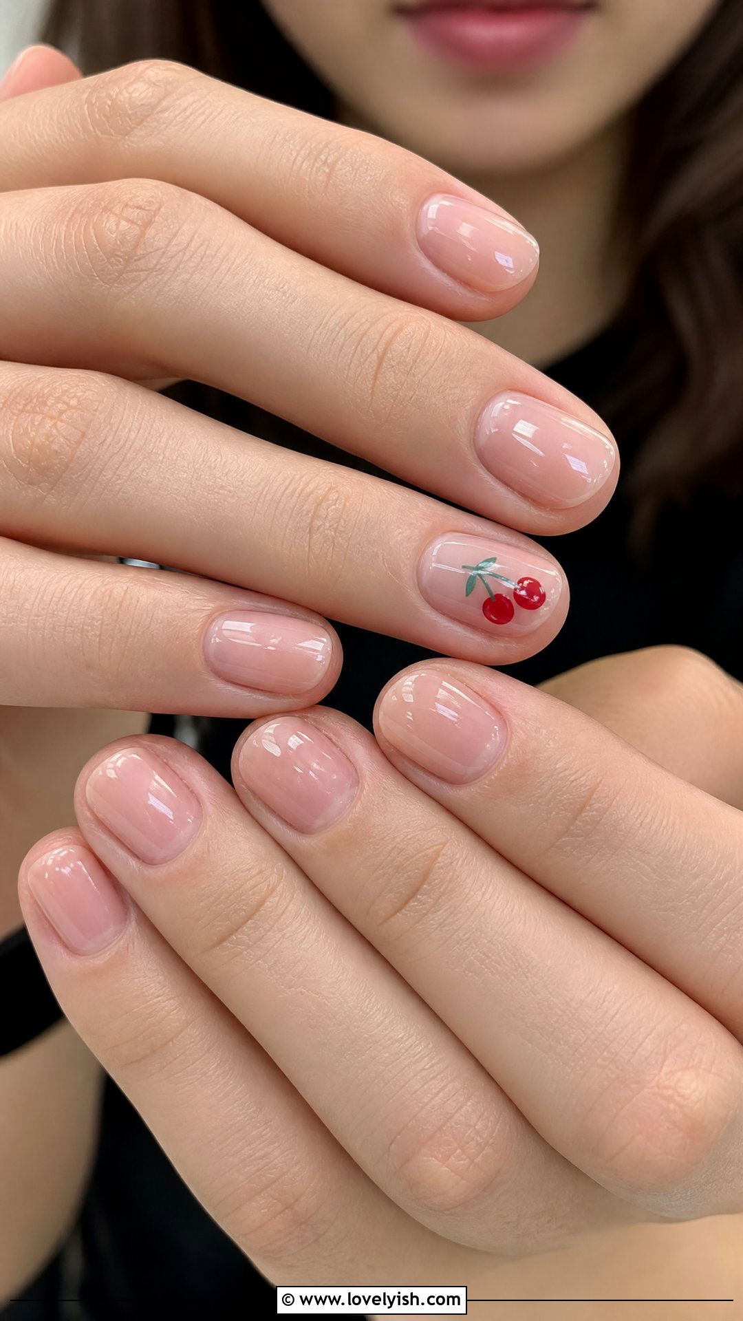 Clear Nails With Cherry Accents - 50 clear nails - 50 clear nails