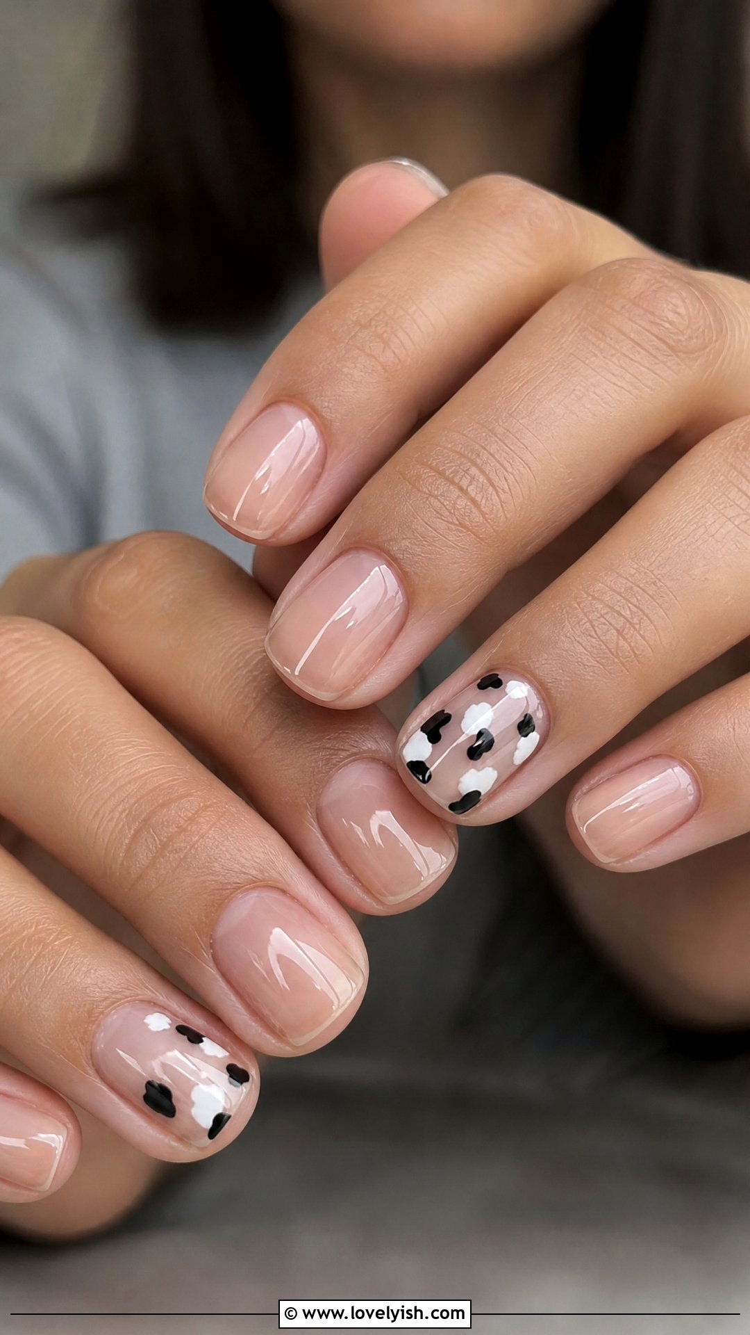 Clear Nails With Cow Print Accents - 50 clear nails - 50 clear nails