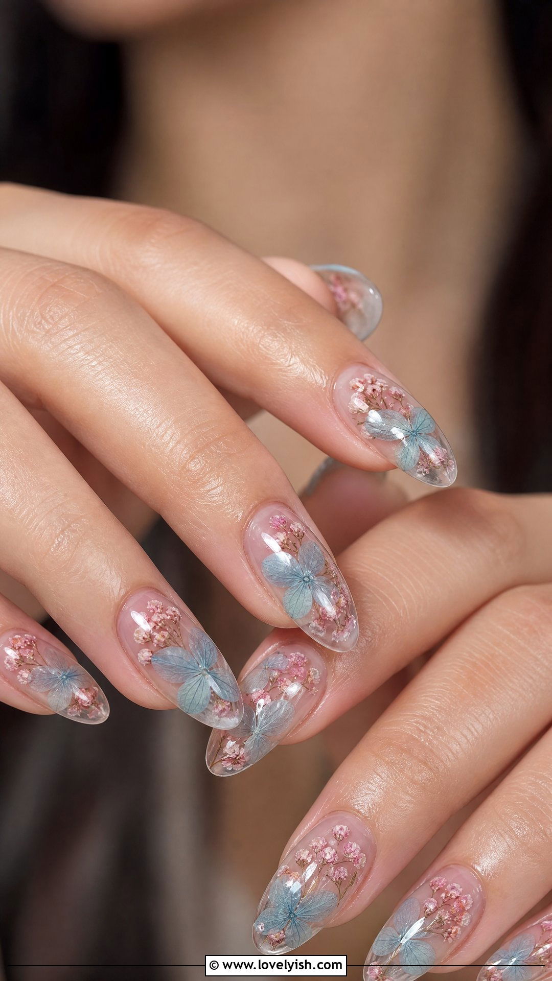 Clear Nails With Dried Flowers - 50 clear nails - 50 clear nails