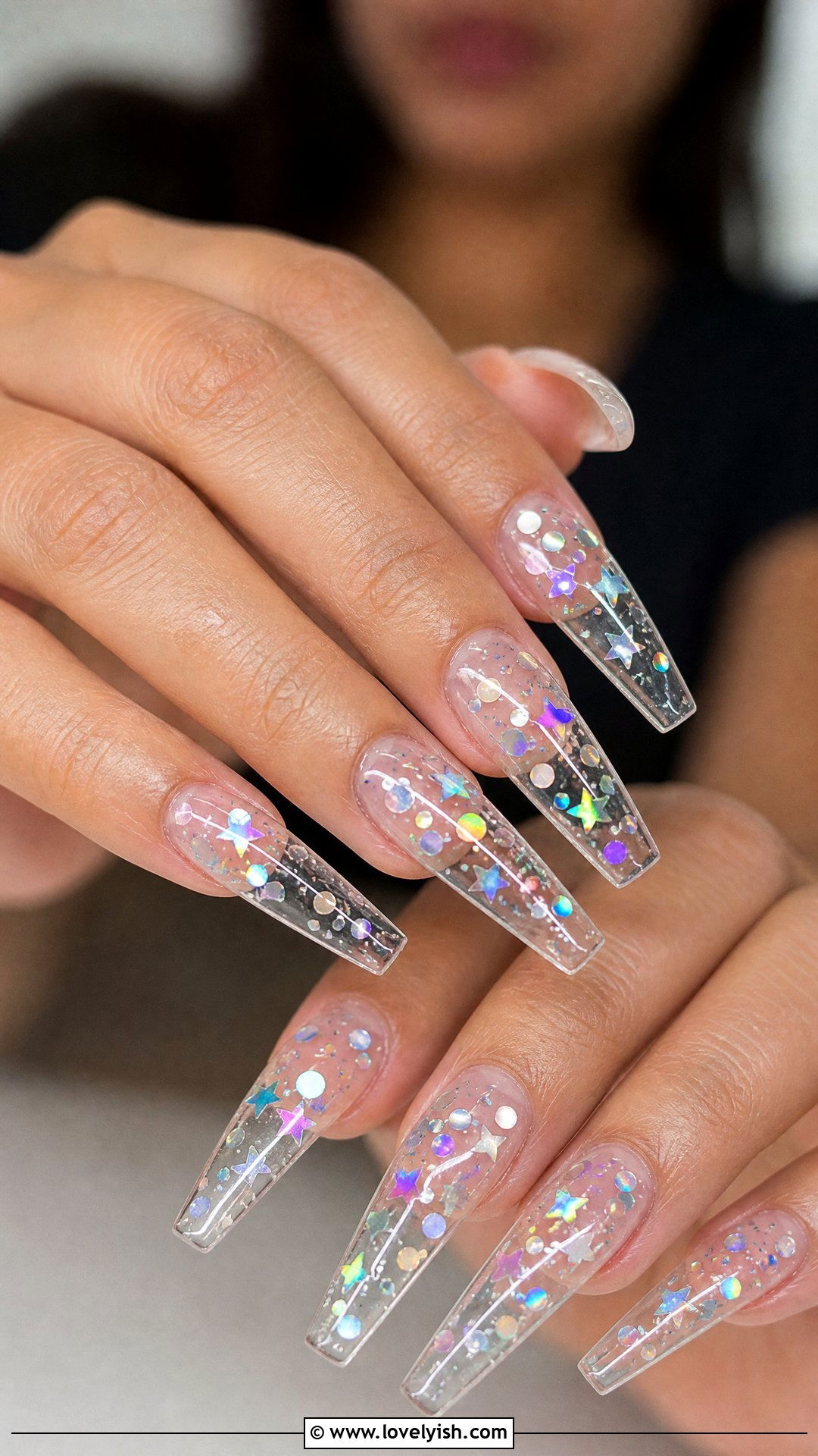 Clear Nails With Encapsulated Glitter - 50 clear nails - 50 clear nails