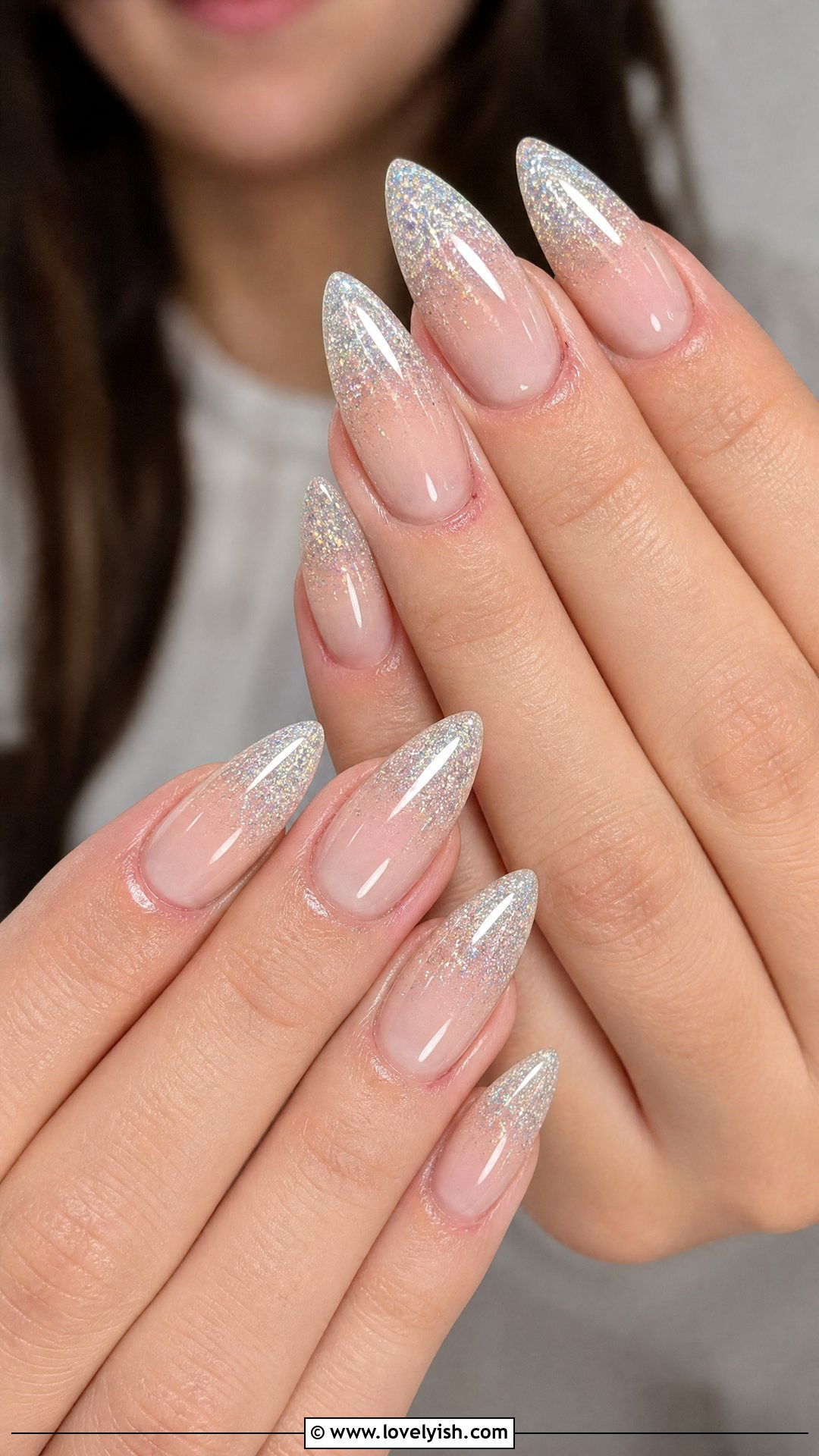 Clear Nails With Glitter Tips - 50 clear nails - 50 clear nails
