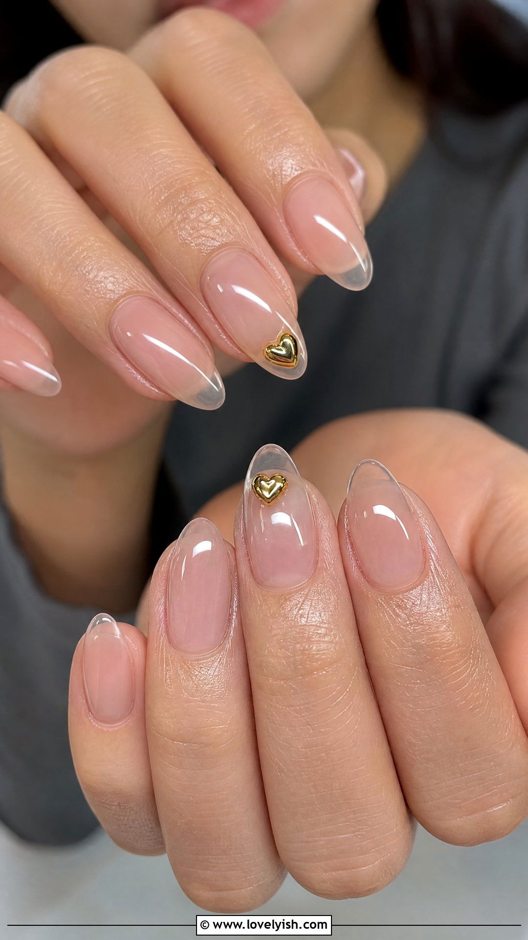 Clear Nails With Gold Charm Accent - 50 clear nails - 50 clear nails