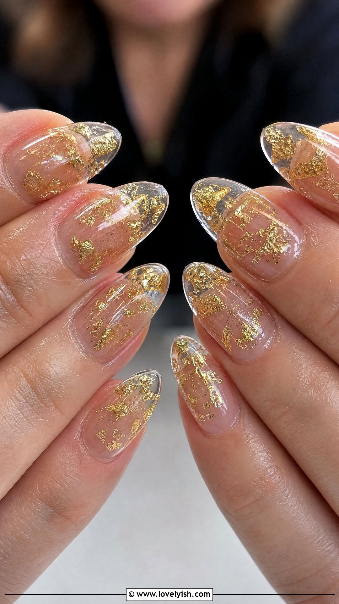 Clear Nails With Gold Foil Flecks - 50 clear nails - 50 clear nails