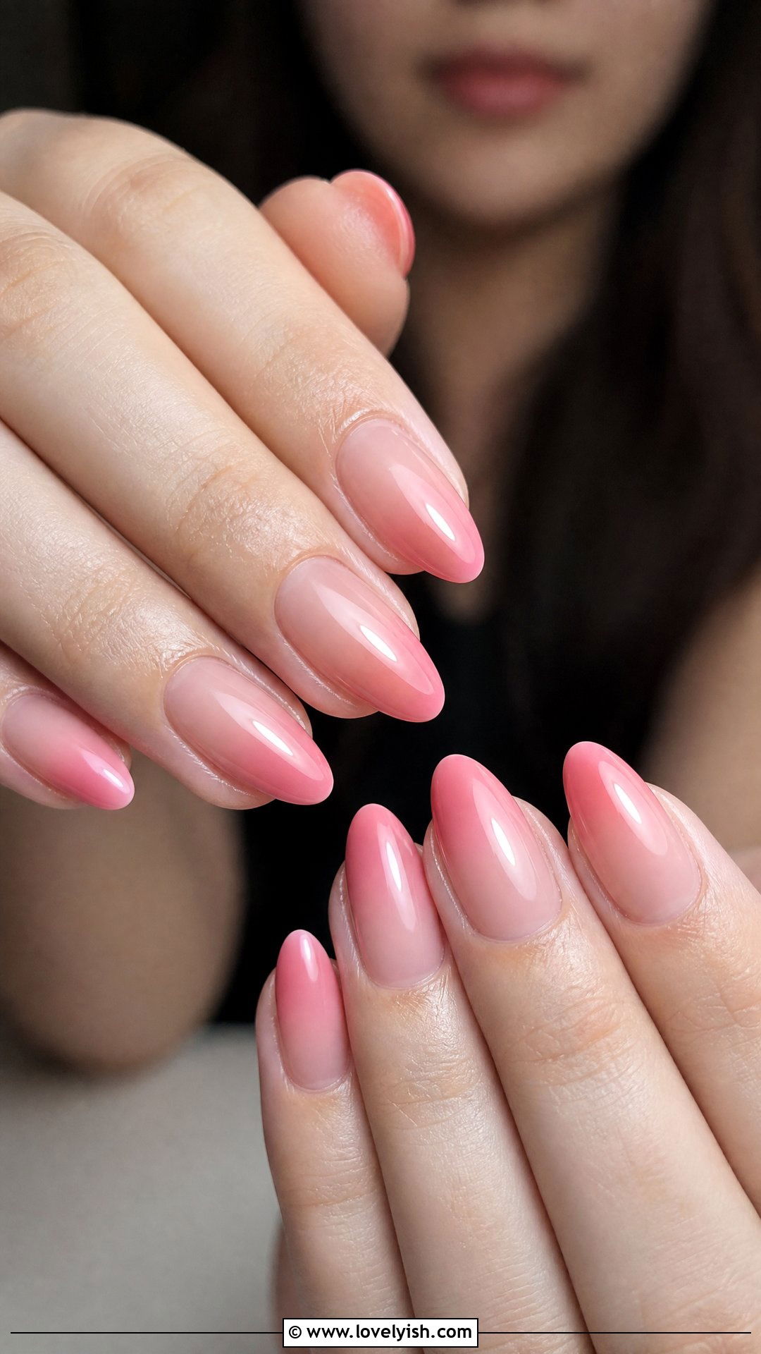 Clear Nails With Pink Ombre Tips - 50 clear nails - 50 clear nails