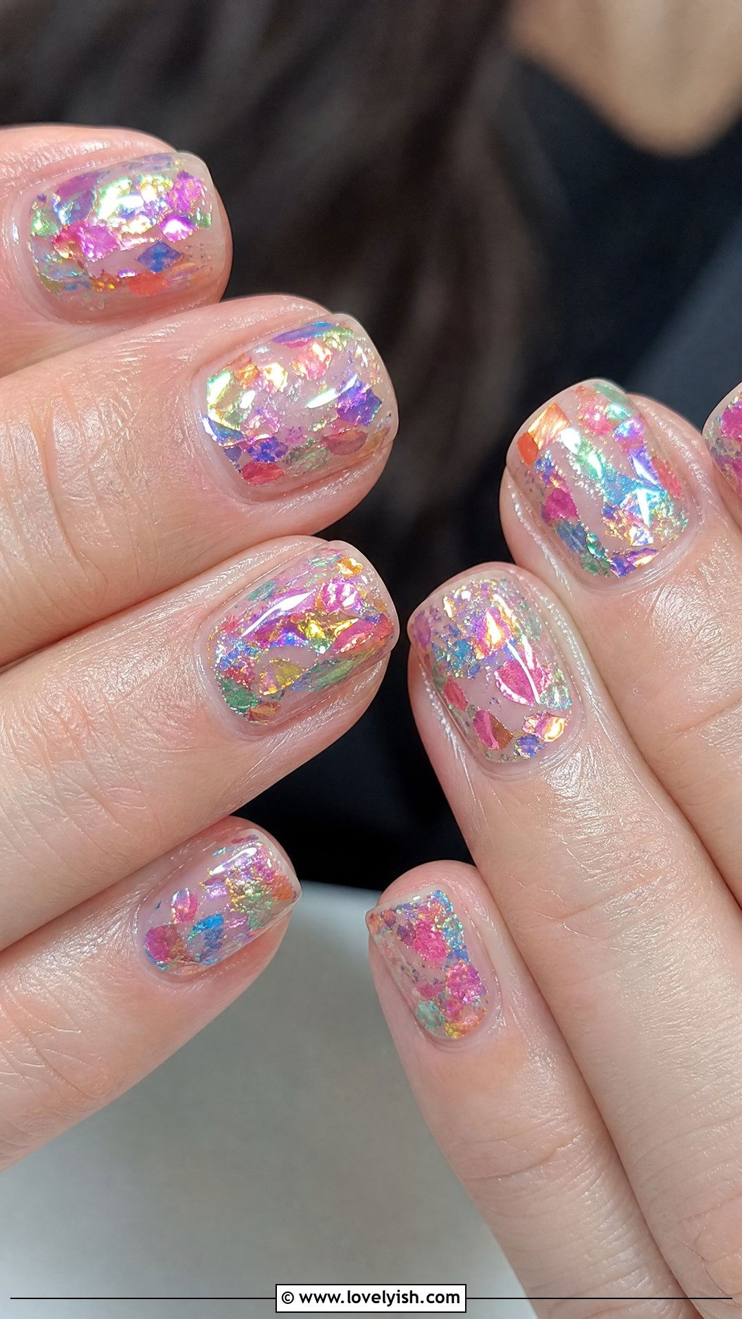 Clear Nails With Rainbow Foil - 50 clear nails - 50 clear nails