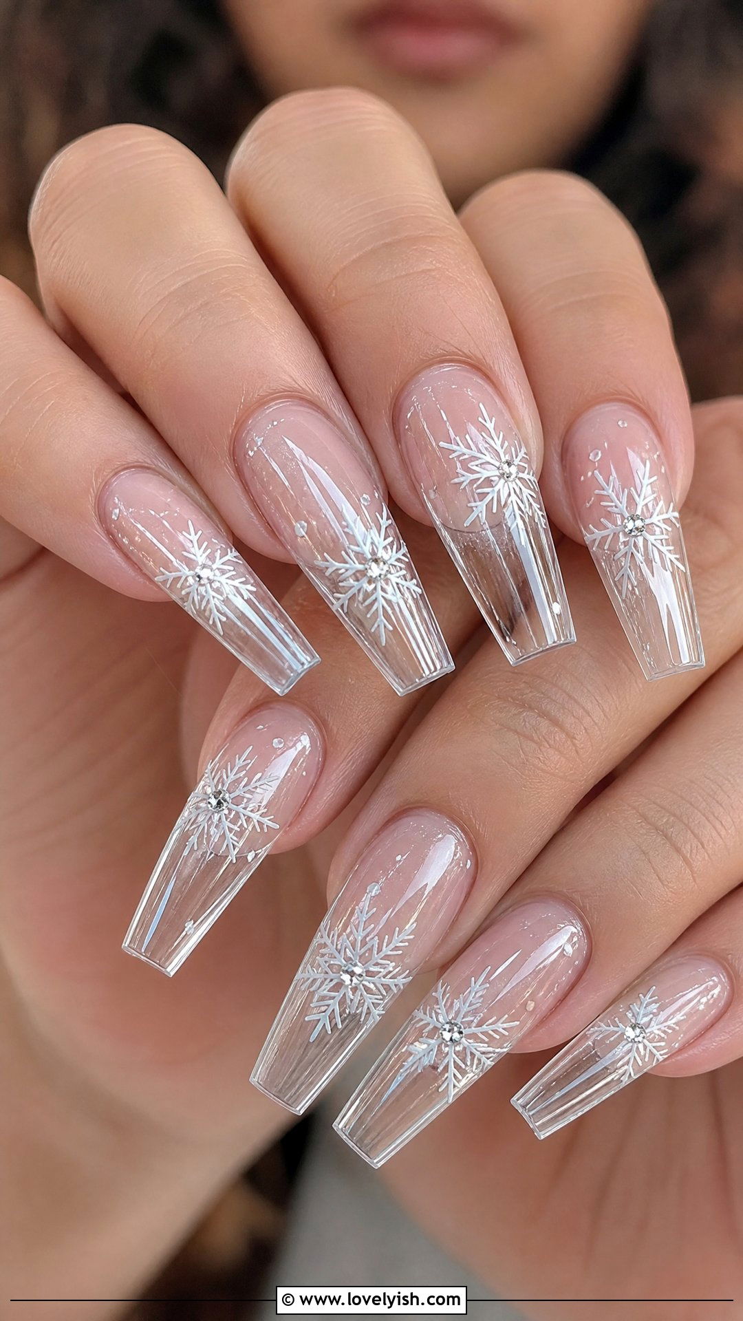 Clear Nails With Snowflake Accents - 50 clear nails - 50 clear nails