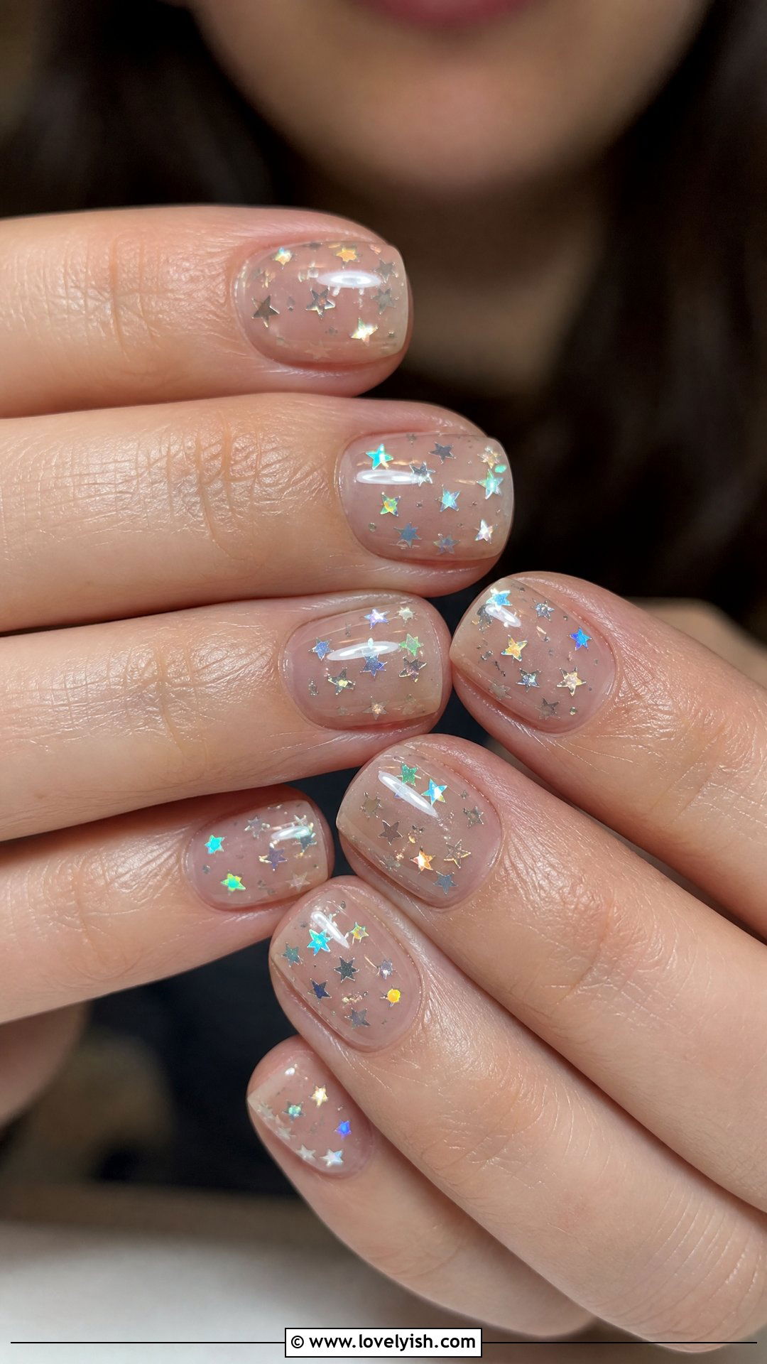 Clear Nails With Star Confetti - 50 clear nails - 50 clear nails