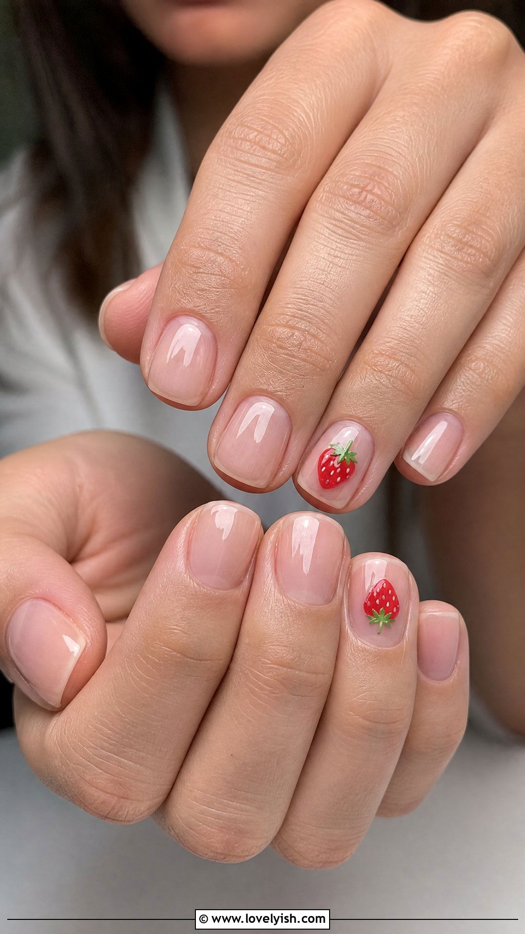 Clear Nails With Strawberry Accent - 50 clear nails - 50 clear nails