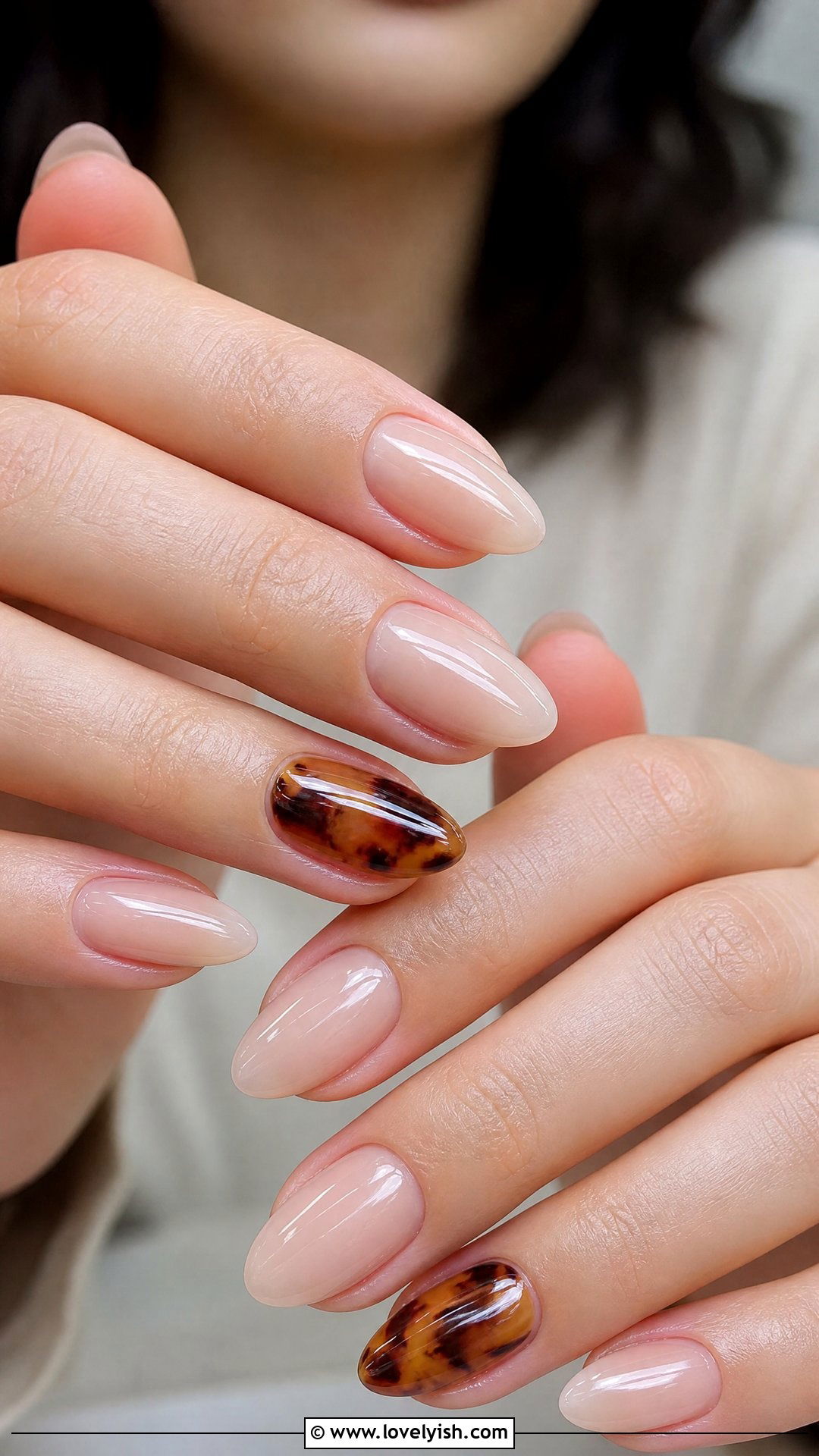 Clear Nails With Tortoiseshell Accents - 50 clear nails - 50 clear nails