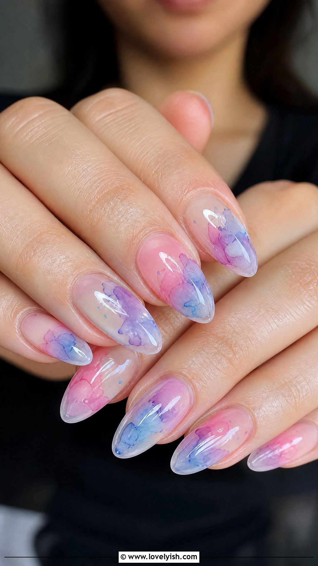 Clear Nails With Watercolor Splash - 50 clear nails - 50 clear nails