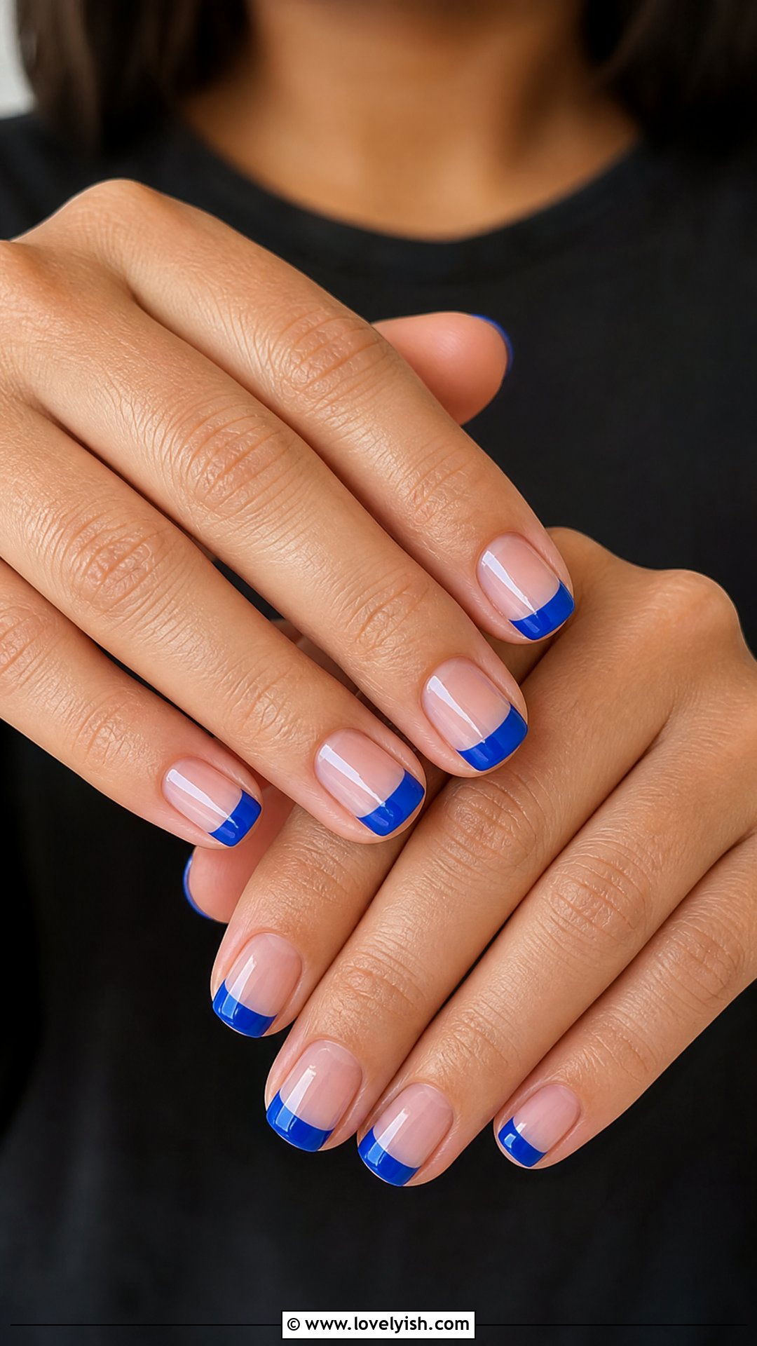 Clear Nails with Color Block Tips - 25 clear nails with design - 25 clear nails with design