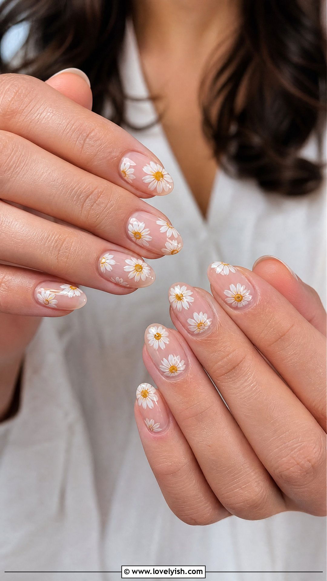 Clear Nails with Floral Accents - 25 clear nails with design - 25 clear nails with design
