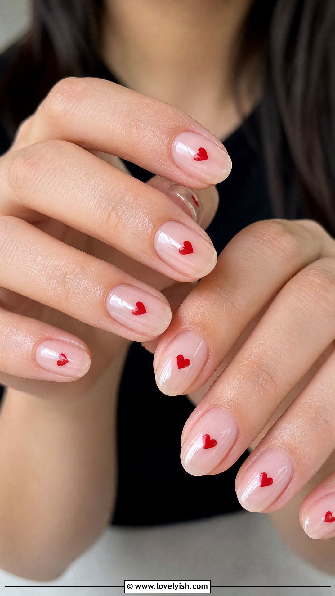 Clear Nails with Heart Accents - 25 clear nails with design - 25 clear nails with design