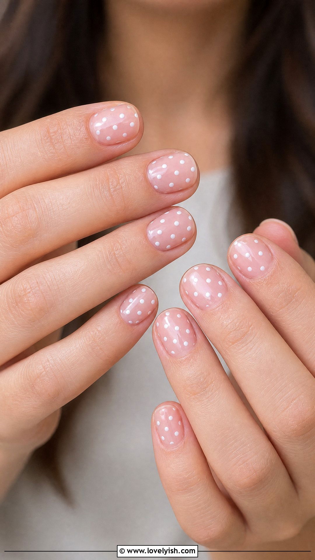 Clear Nails with Polka Dots - 25 clear nails with design - 25 clear nails with design