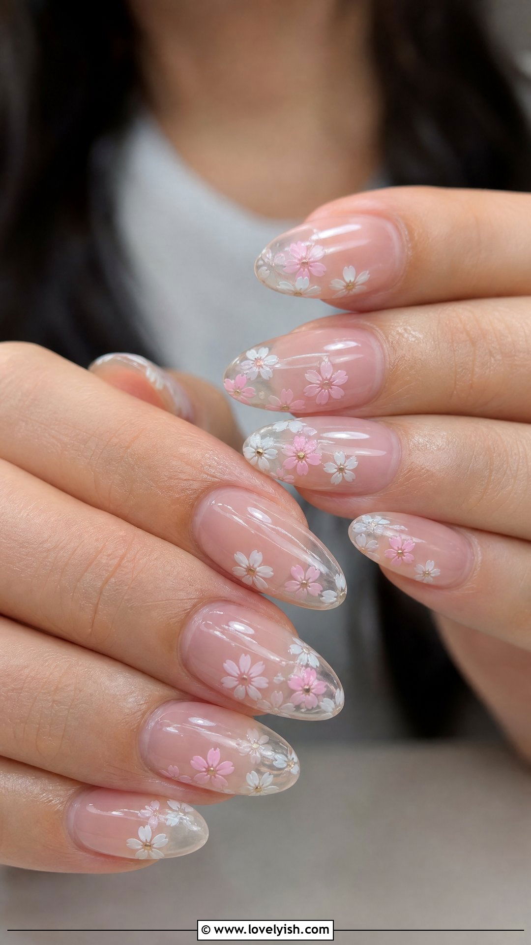 Clear Negative Space Floral Nails - 50 clear nails - 50 clear nails