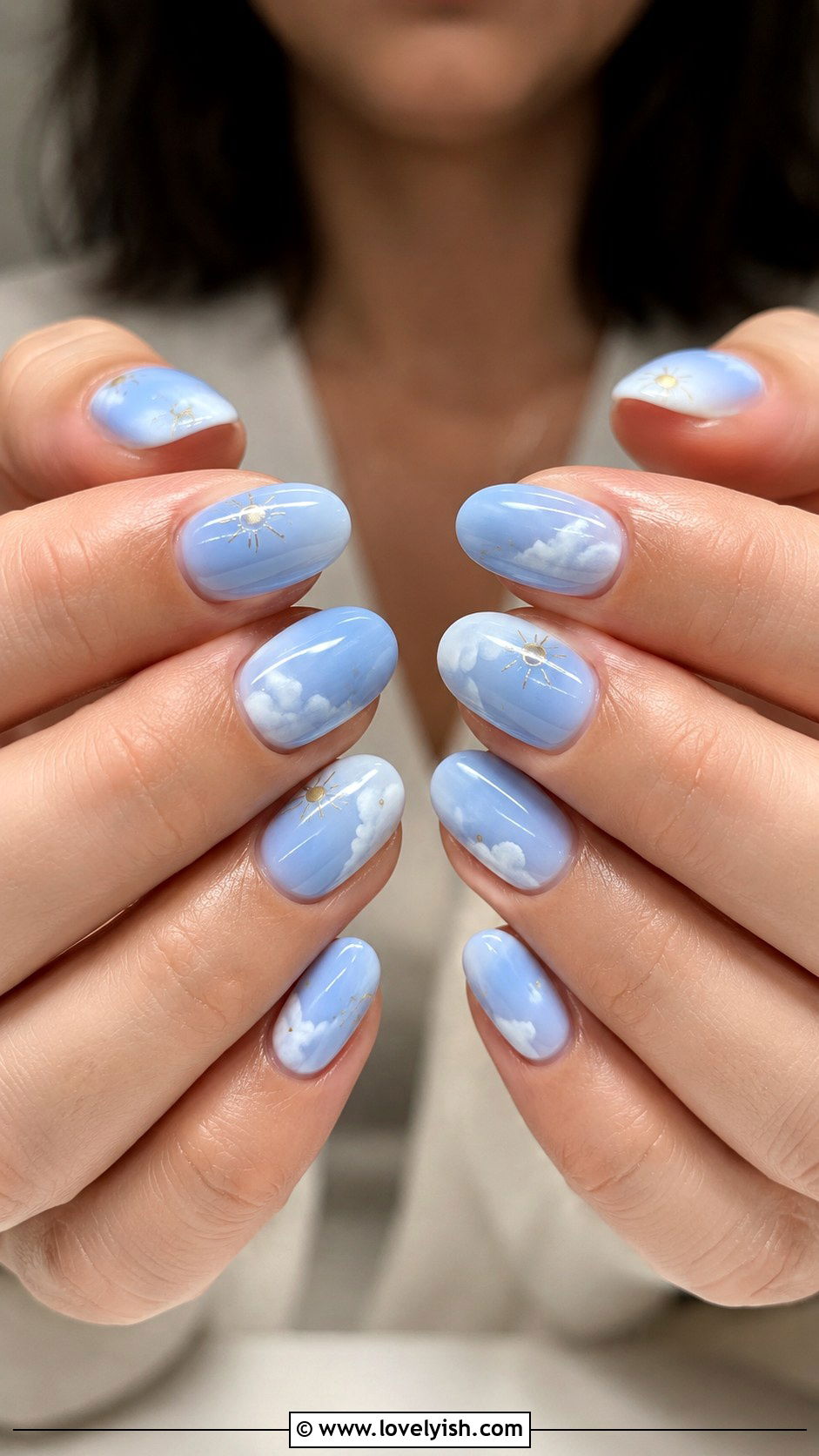 Cloud and Sky Nail Art Press On Set - 50 press on nails - 50 press on nails