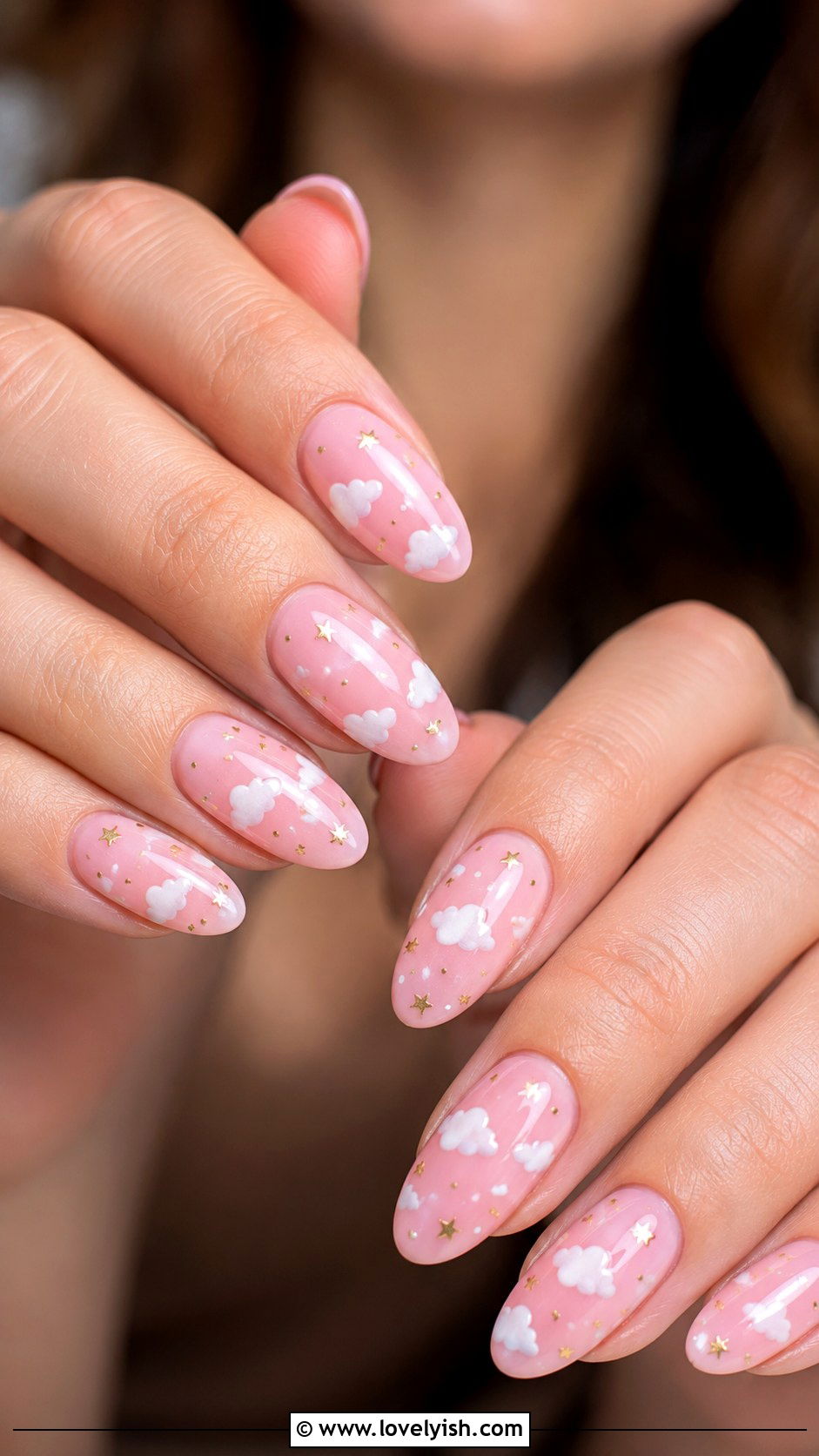 Cloud and Star Pastel Pink Nails - 50 baby shower nails - 50 baby shower nails
