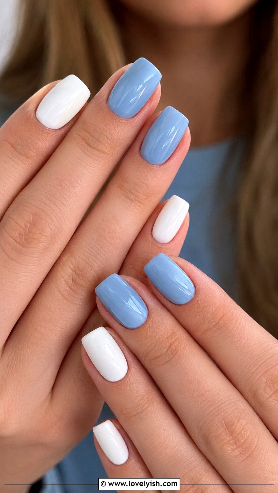 Coastal White and Blue Nails - 50 ocean nails - 50 ocean nails