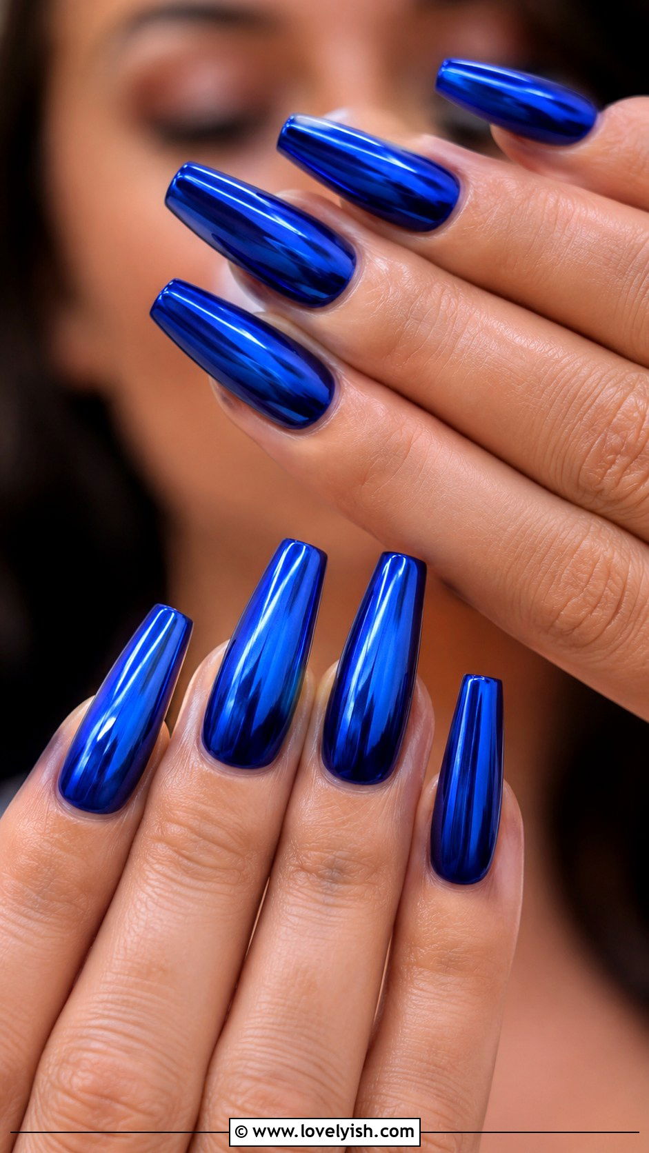 Cobalt Blue Chrome Nails - 40 nail design summer - 40 nail design summer