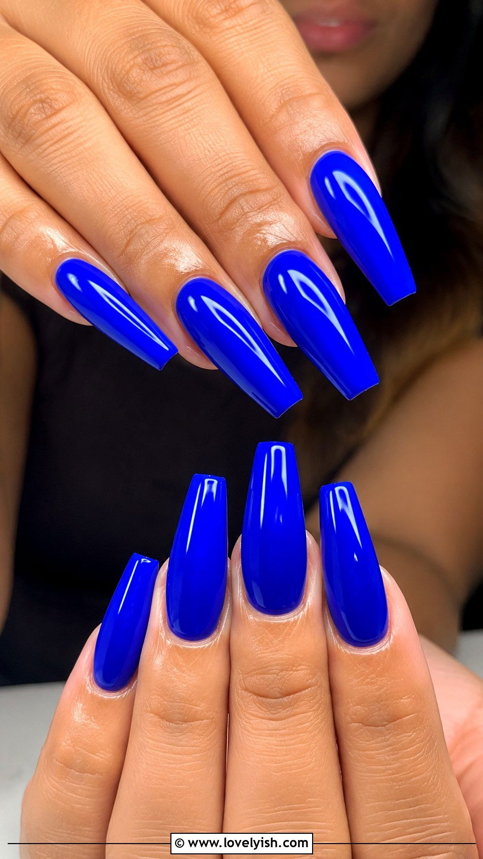 Cobalt Blue Coffin Gel X Nails - 25 gel x nail designs - 25 gel x nail designs