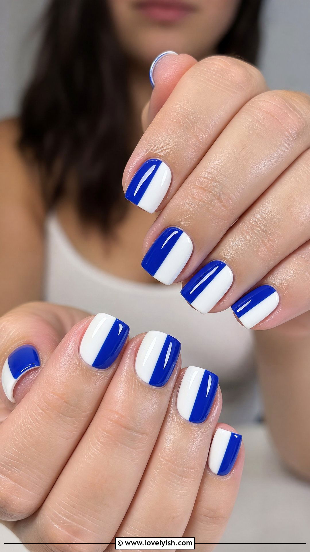 Cobalt Blue Color Block Nails - 50 blue nails - 50 blue nails