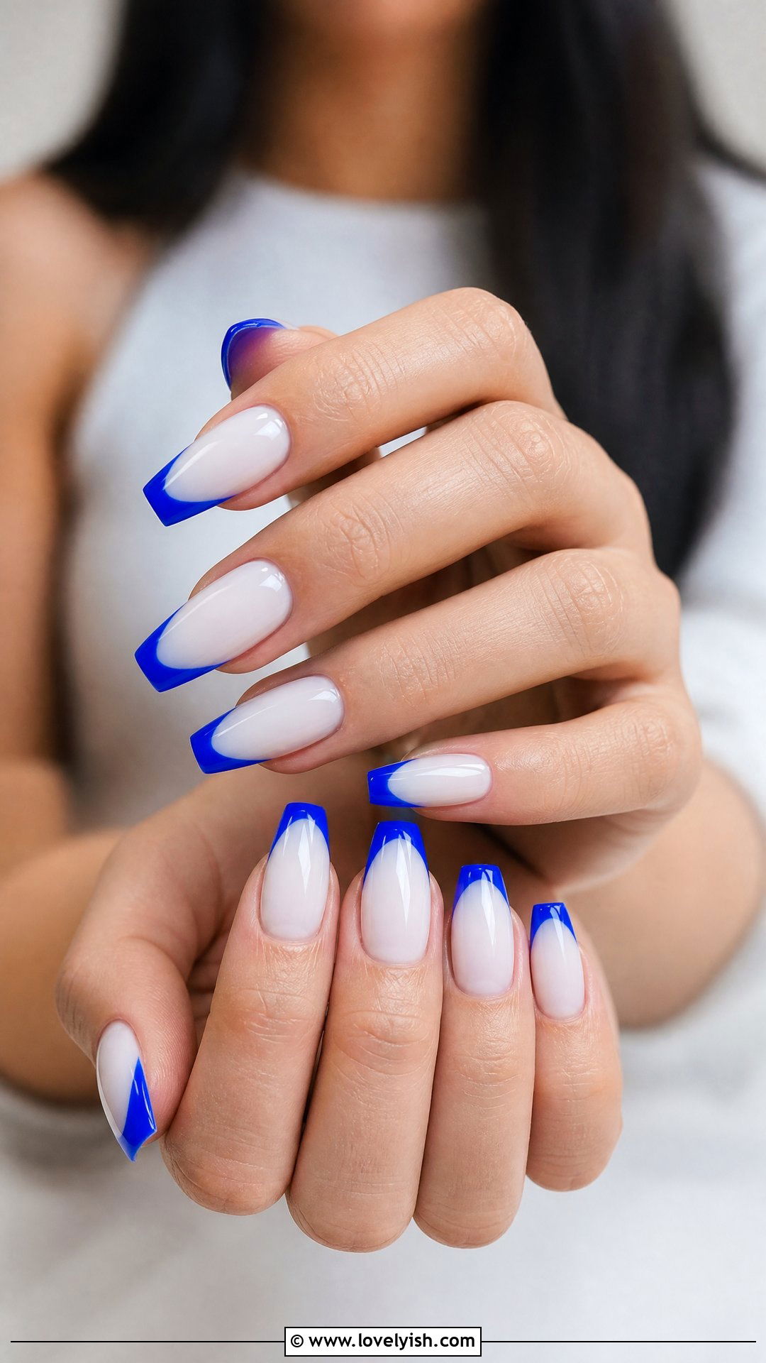 Cobalt Blue French Tip Nails - 50 colored french tip nails - 50 colored french tip nails
