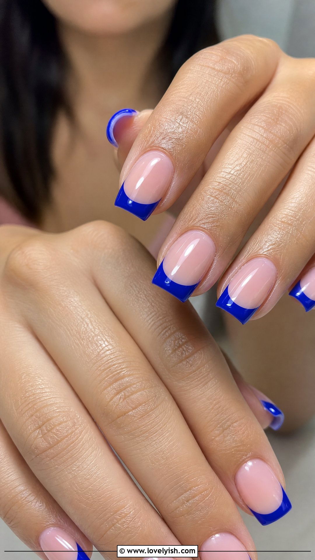 Cobalt Blue French Tips - 50 medium nails - 50 medium nails