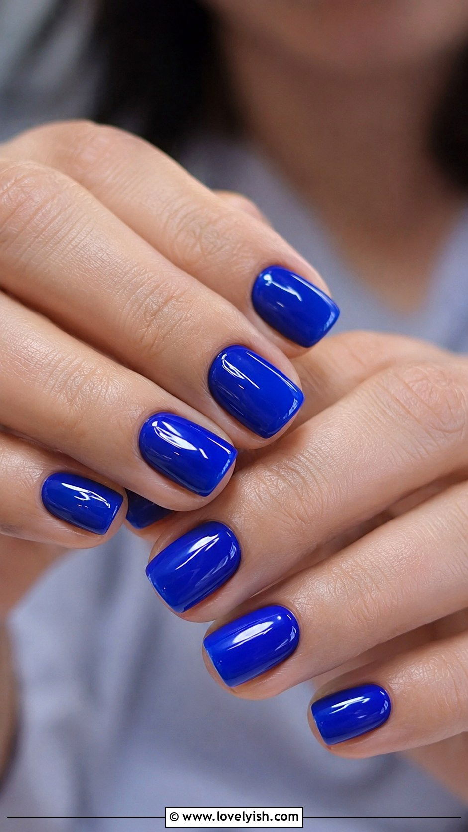 Cobalt Blue Glossy Nails - 39 summer nail ideas - 39 summer nail ideas