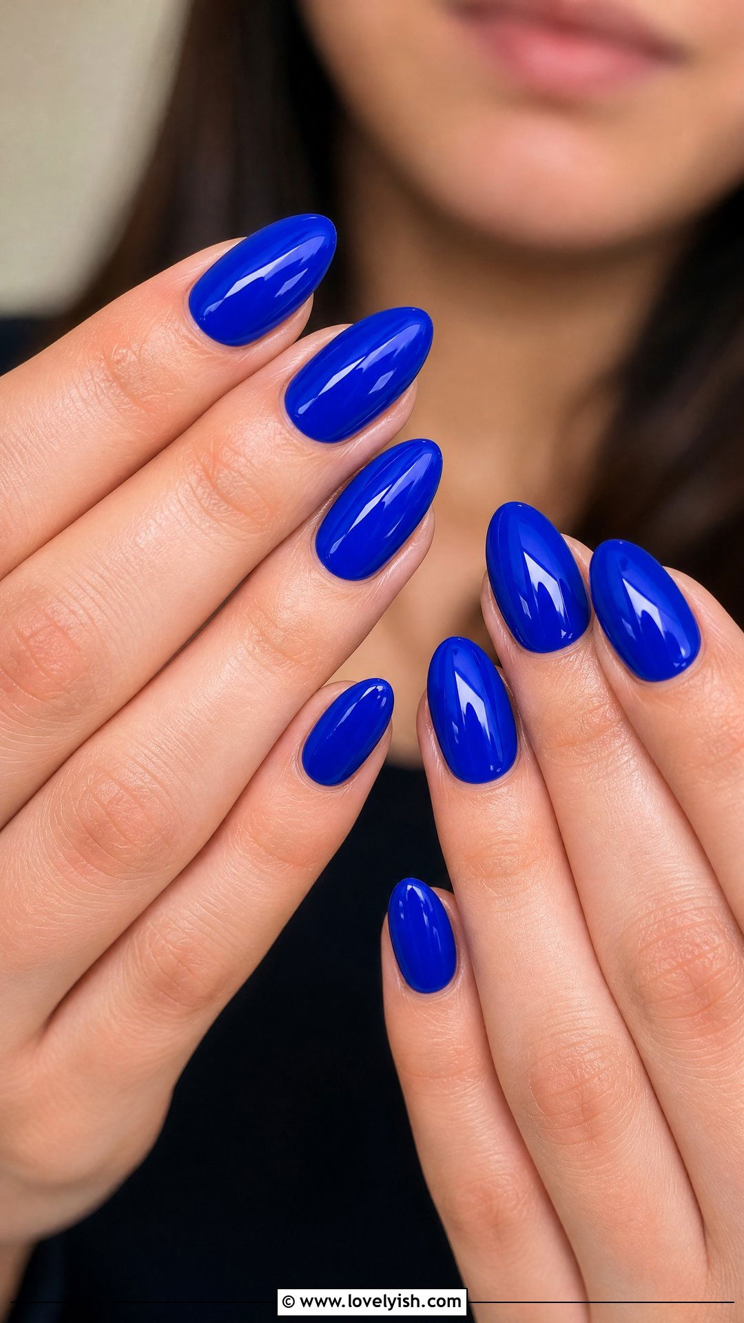 Cobalt Blue Glossy Nails - 25 blue nail design ideas - 25 blue nail design ideas