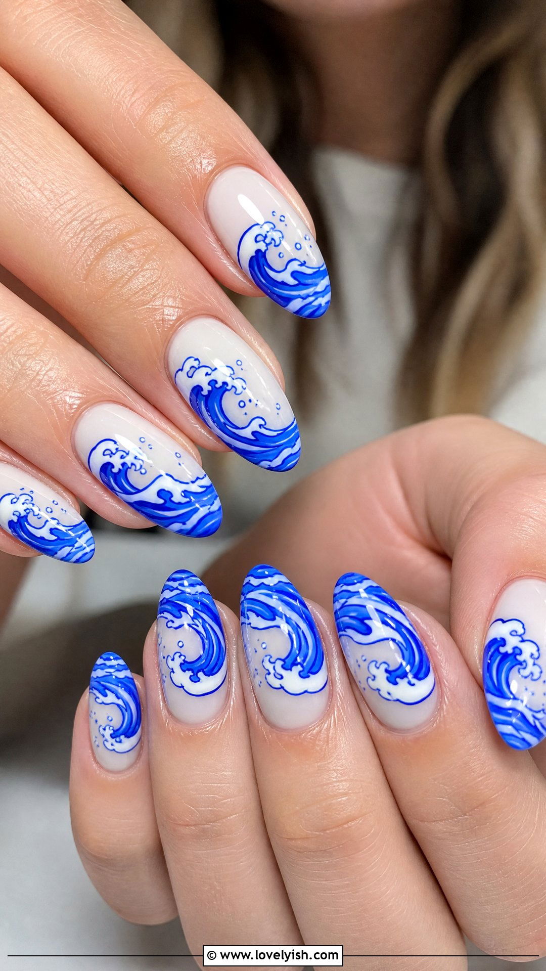 Cobalt Blue Wave Nails - 43 summer nail designs - 43 summer nail designs