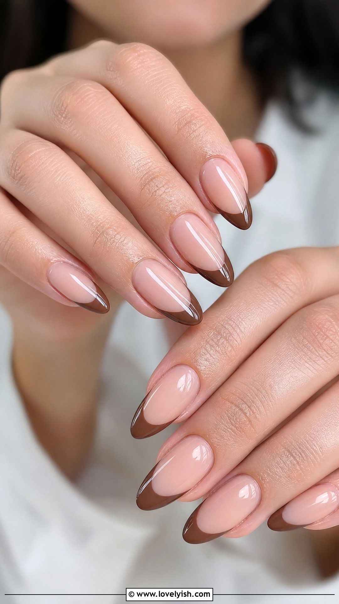 Cocoa Brown French Tip Nails - 50 classy nails - 50 classy nails