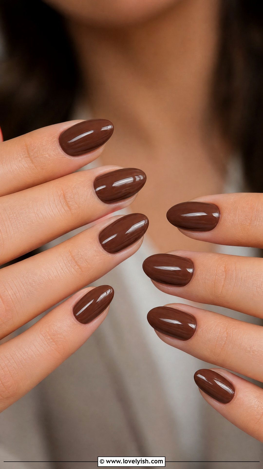 Cocoa Brown Glossy Nails - 29 nails for older women - 29 nails for older women