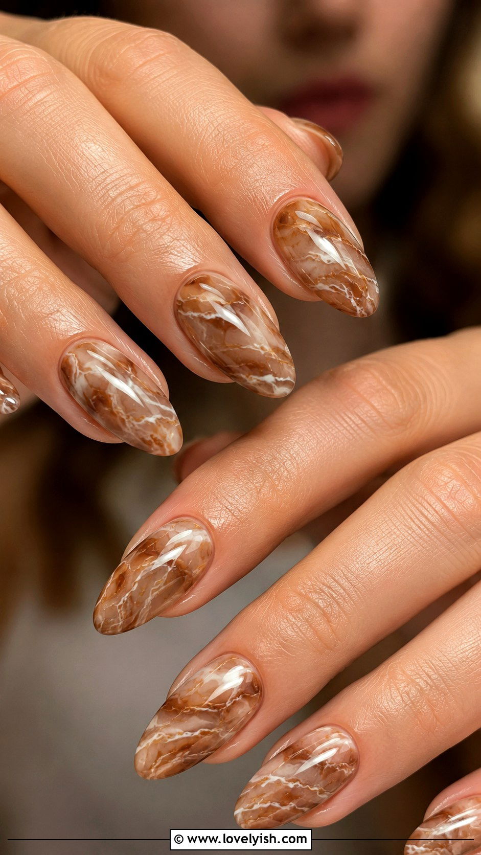 Coconut Brown Marble Nails - 38 beach nail designs - 38 beach nail designs