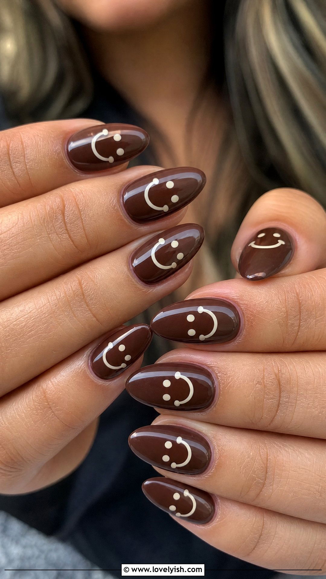 Coffee Brown Smiley Face Nails - 50 smiley face nails - 50 smiley face nails