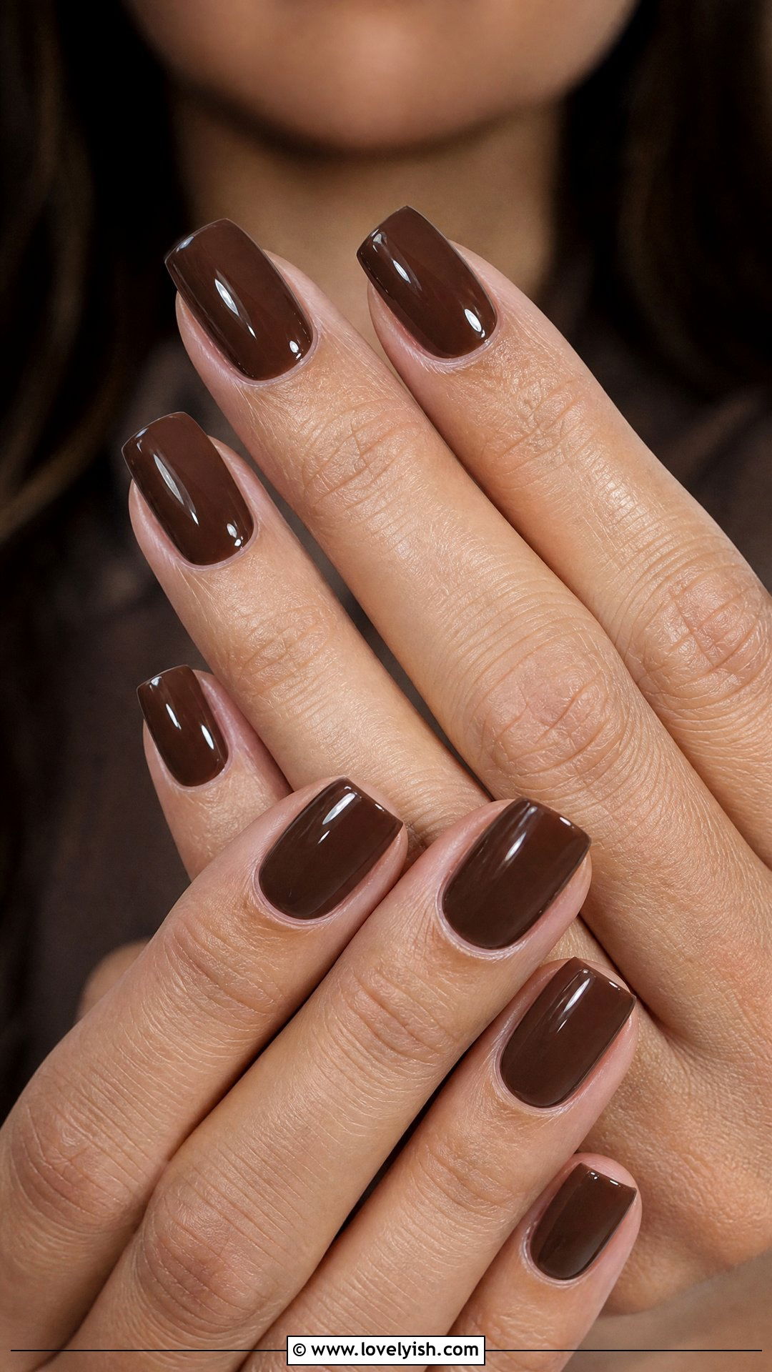 Coffee Brown Squoval Nails - 50 squoval nails - 50 squoval nails
