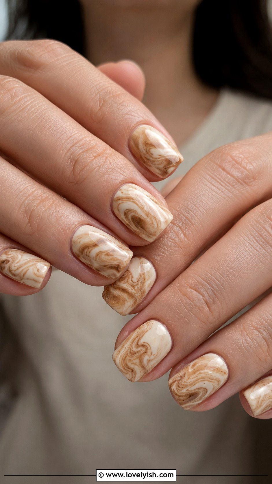 Coffee Brown and Beige Swirl Nails - 50 swirl nails - 50 swirl nails