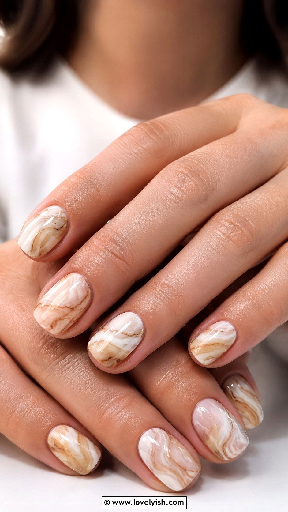 Coffee Latte Swirl Manicure - 50 manicure - 50 manicure