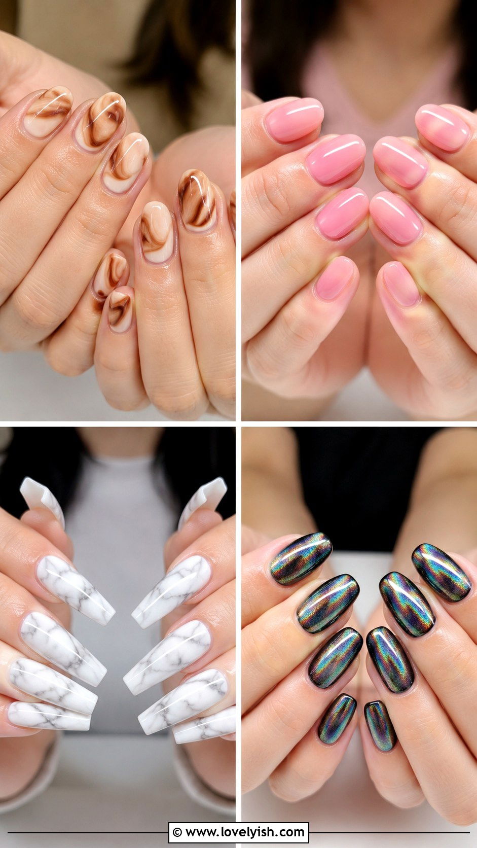 Coffee Latte Swirl Nails - 34 nail design art ideas - 34 nail design art ideas
