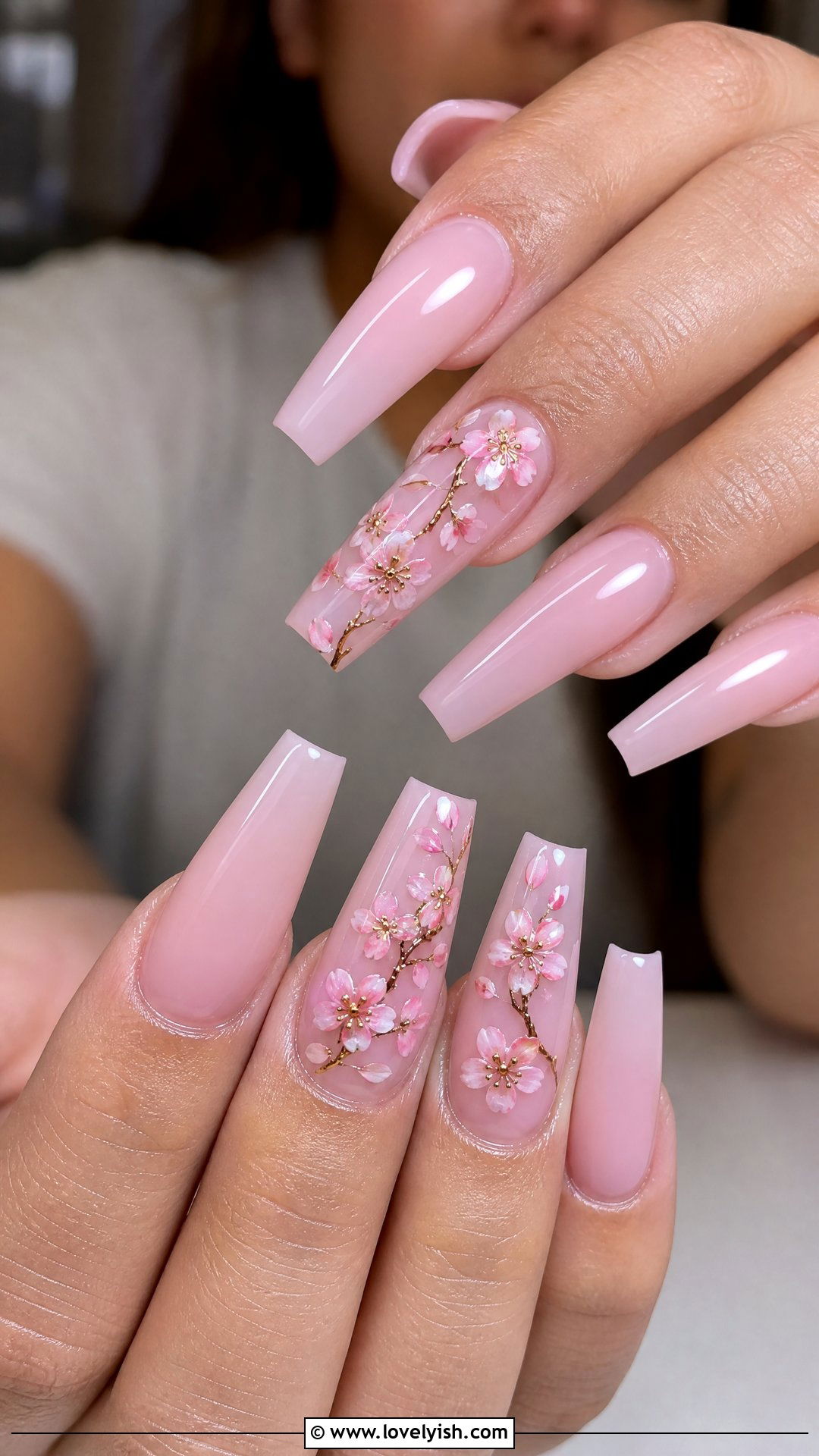 Coffin Cherry Blossom Nails - 50 cherry blossom nails - 50 cherry blossom nails