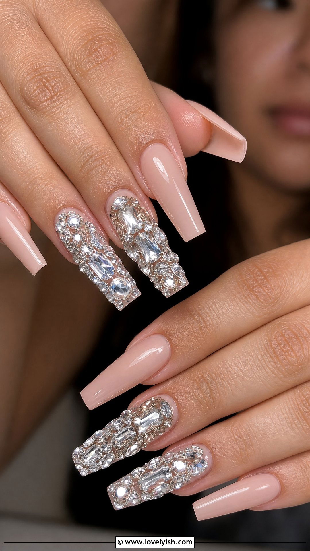 Coffin Diamond Cluster Nails - 50 diamond nails - 50 diamond nails