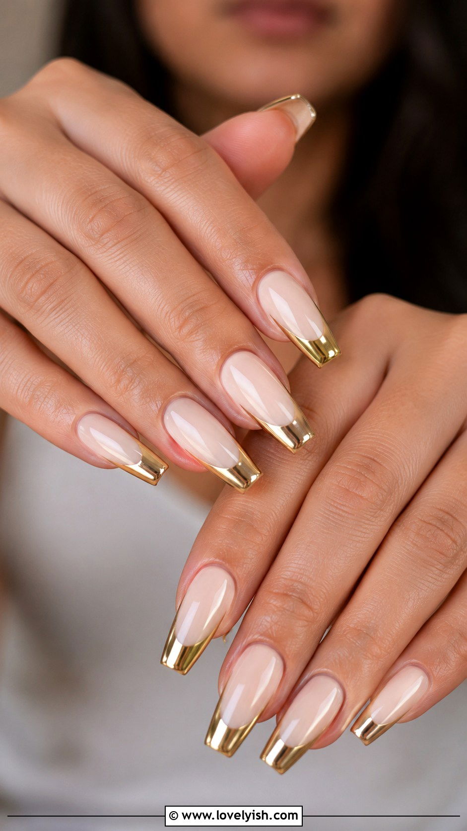 Coffin Nails With Gold Chrome Tips - 38 wedding nail designs - 38 wedding nail designs