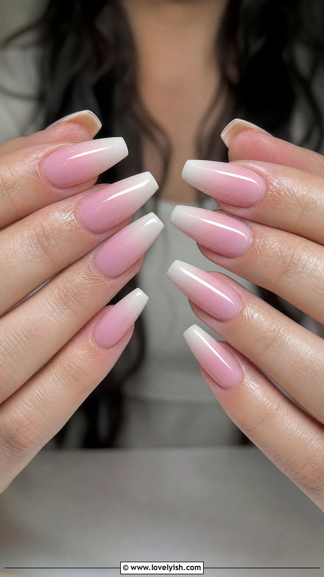 Coffin Shape French Ombre - 50 french ombre nails - 50 french ombre nails