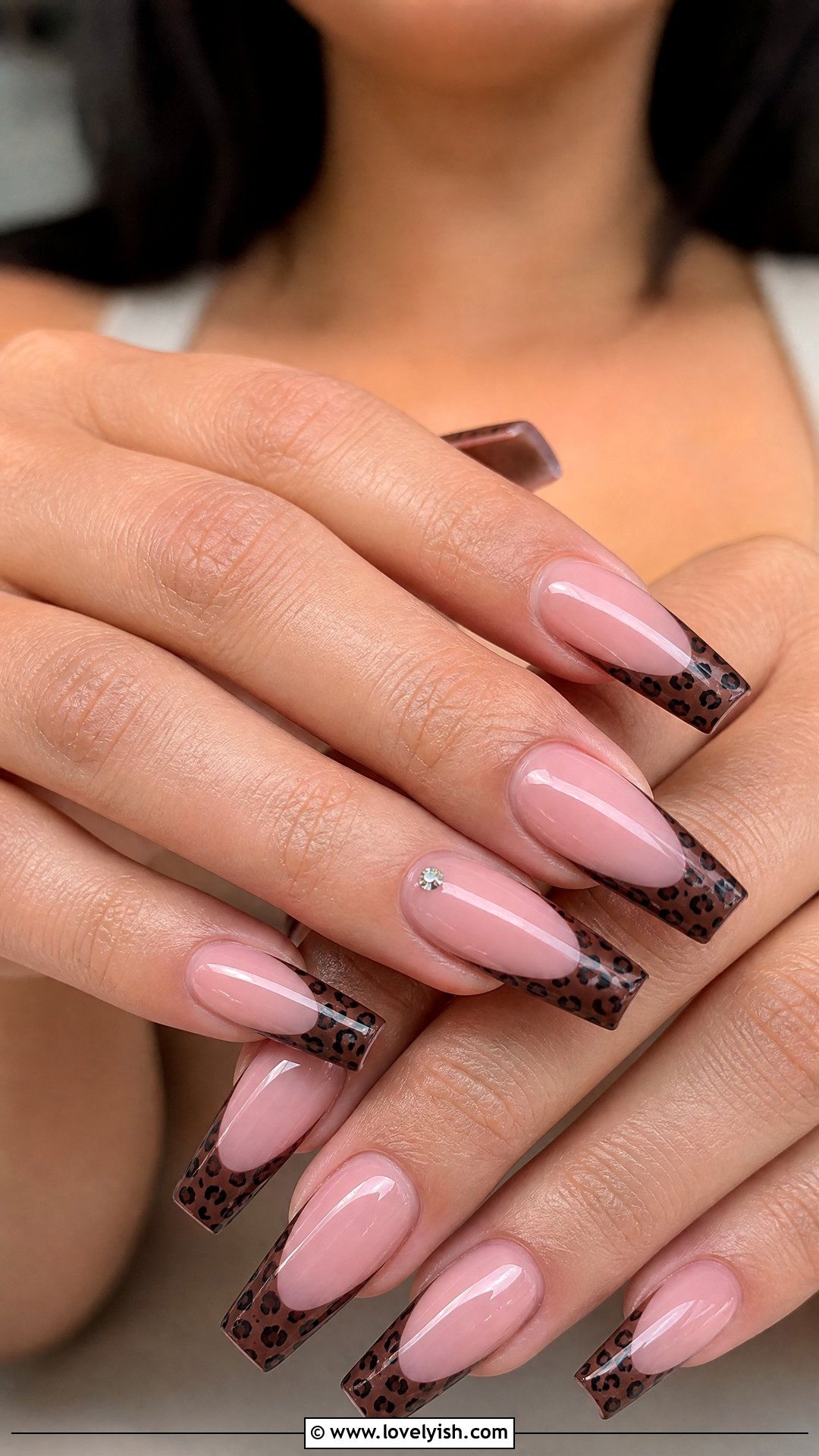 Coffin Shape Leopard French Tips - 50 leopard print nails - 50 leopard print nails
