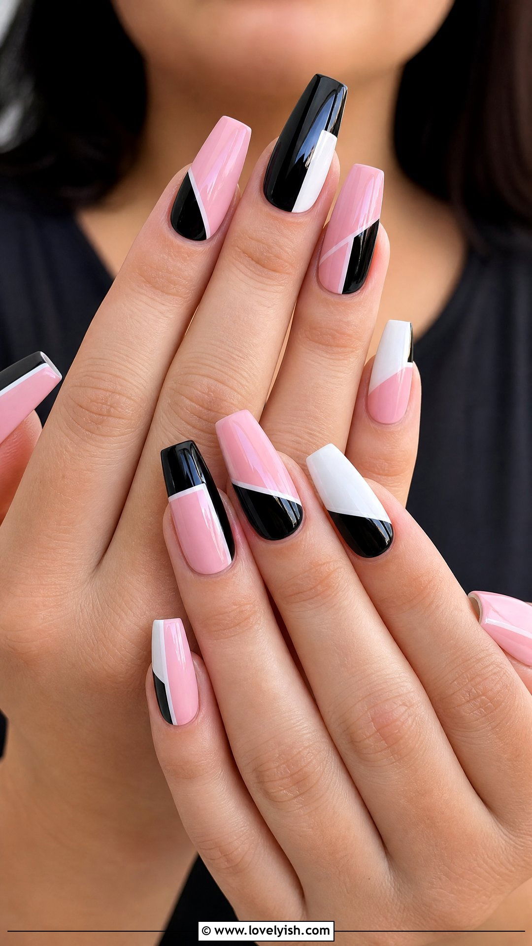 Color Block Geometric Nails - 50 quick nail designs - 50 quick nail designs