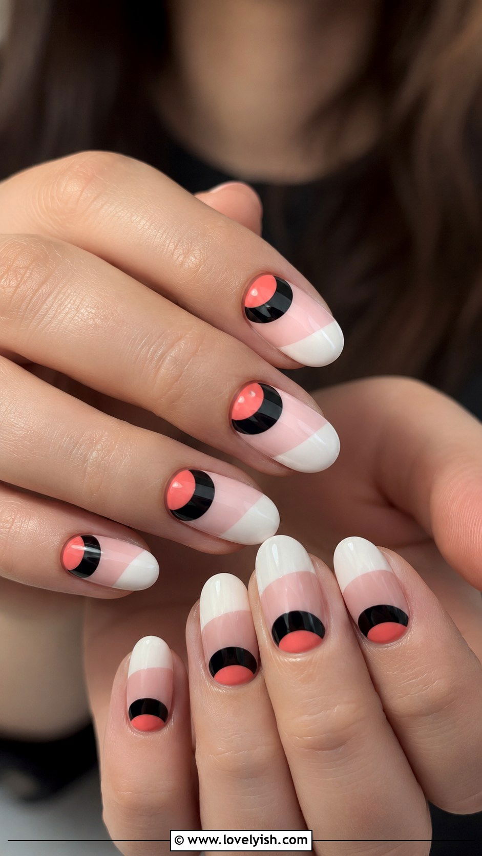 Color Block Half Moon Geometric Nails - 50 geometric nails - 50 geometric nails
