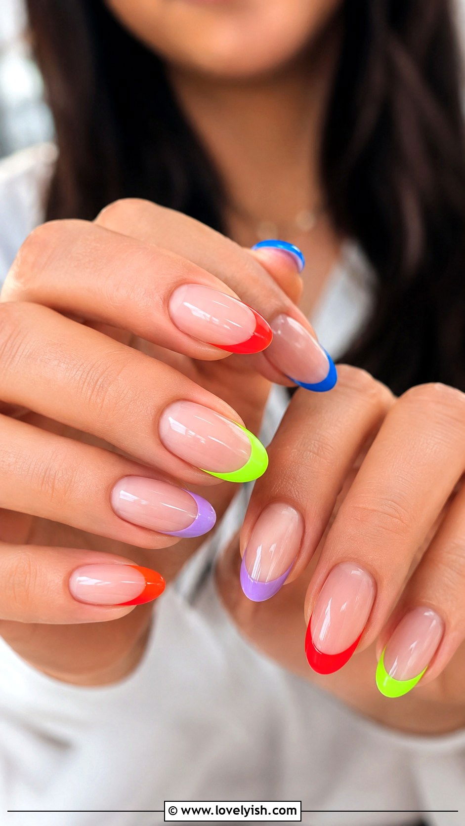 Colored French Tip Nail Art - 50 diy nail art - 50 diy nail art