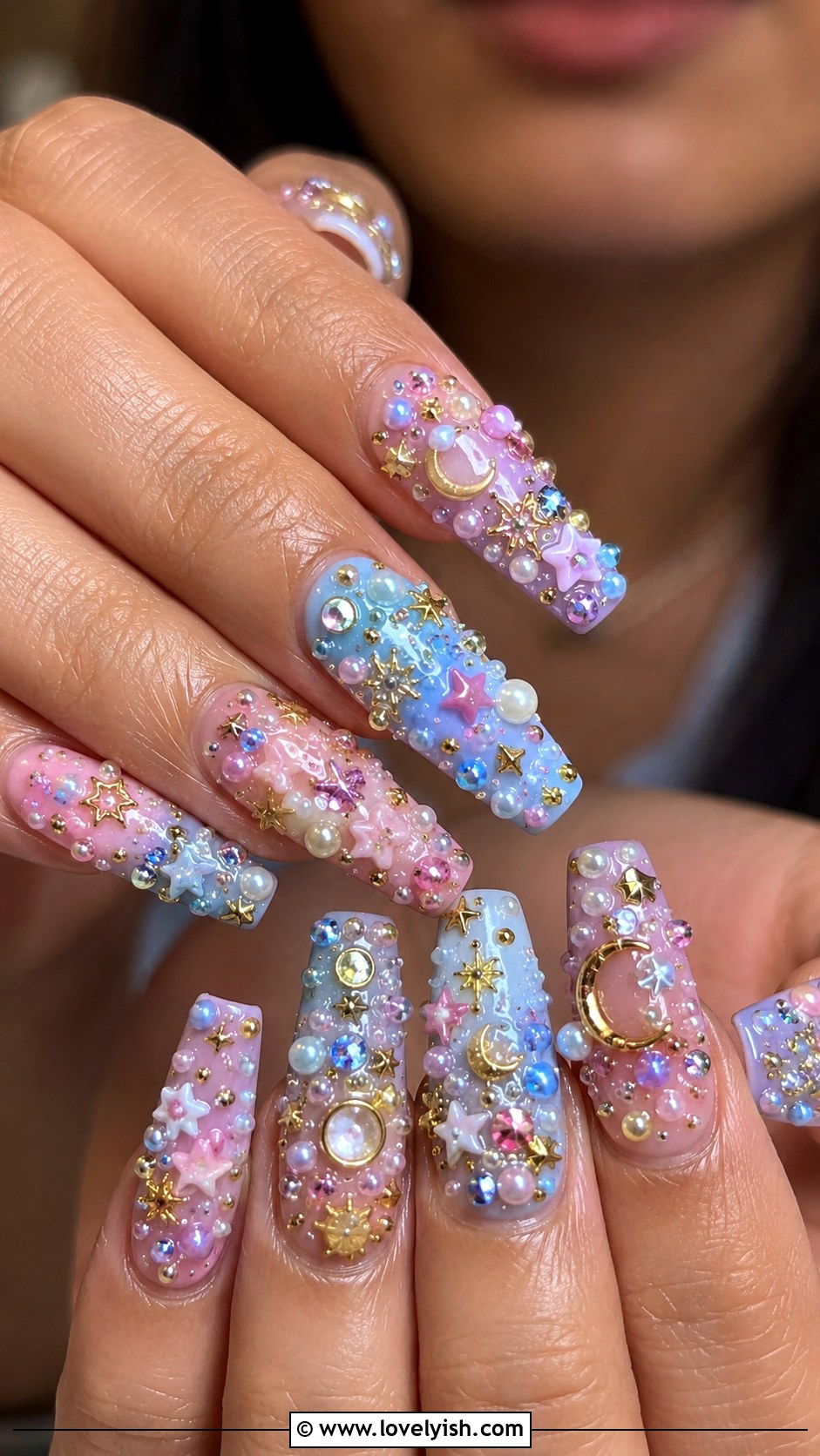 Colorful Charm and Bead Nails - 50 nails - 50 nails
