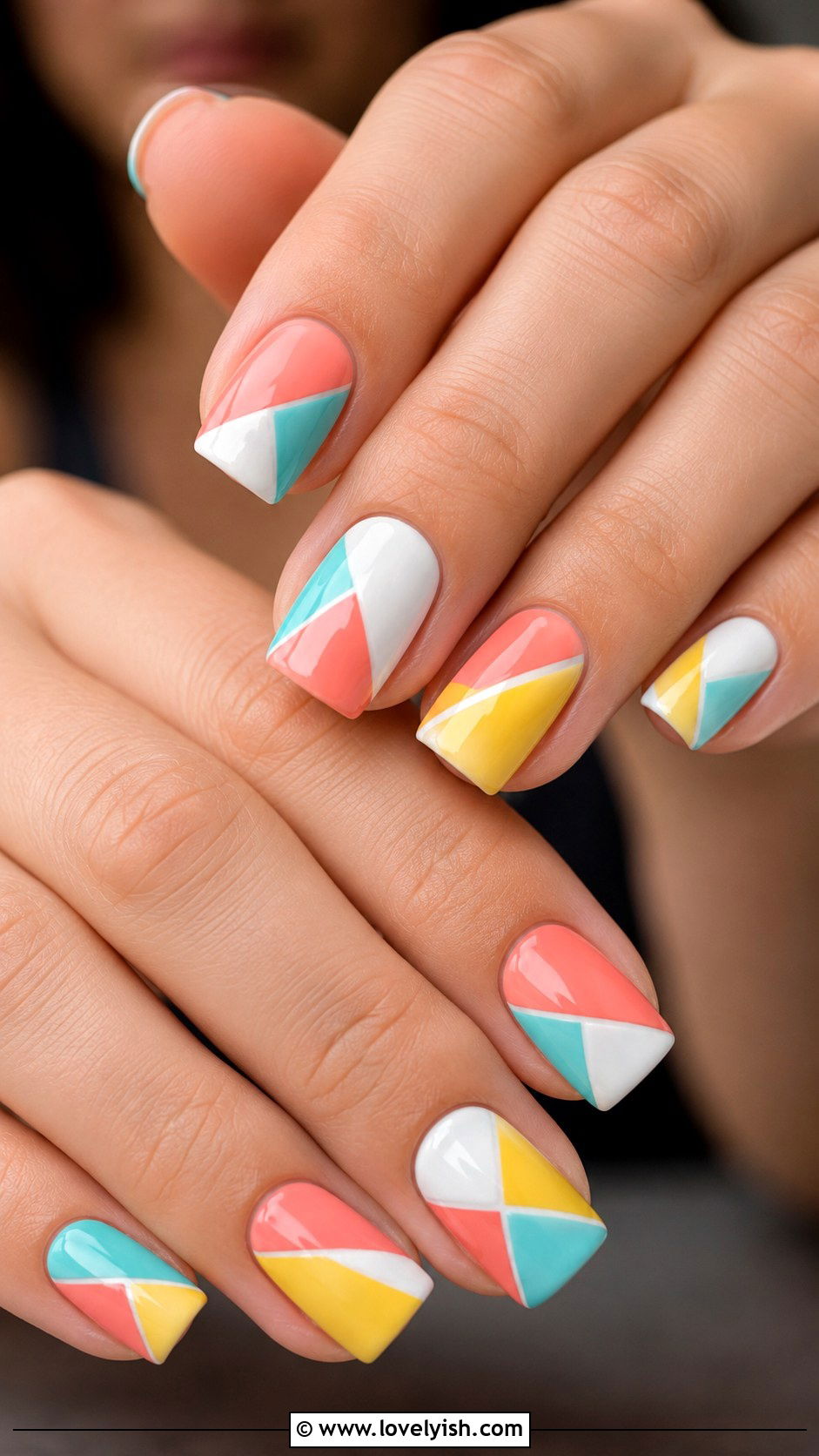 Colorful Geometric Summer Nails - 50 vacation nails - 50 vacation nails