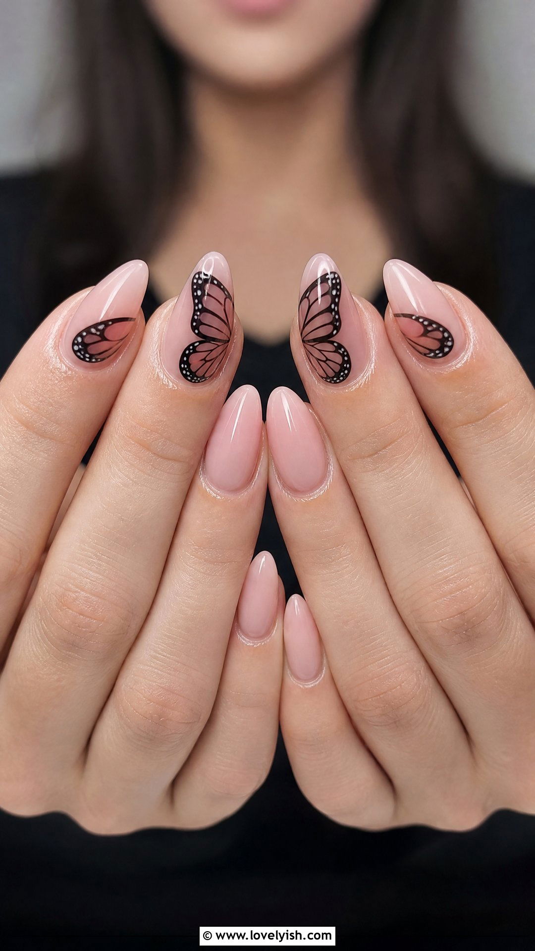 Connected Butterfly Wing Nails - 25 butterfly nail design ideas - 25 butterfly nail design ideas
